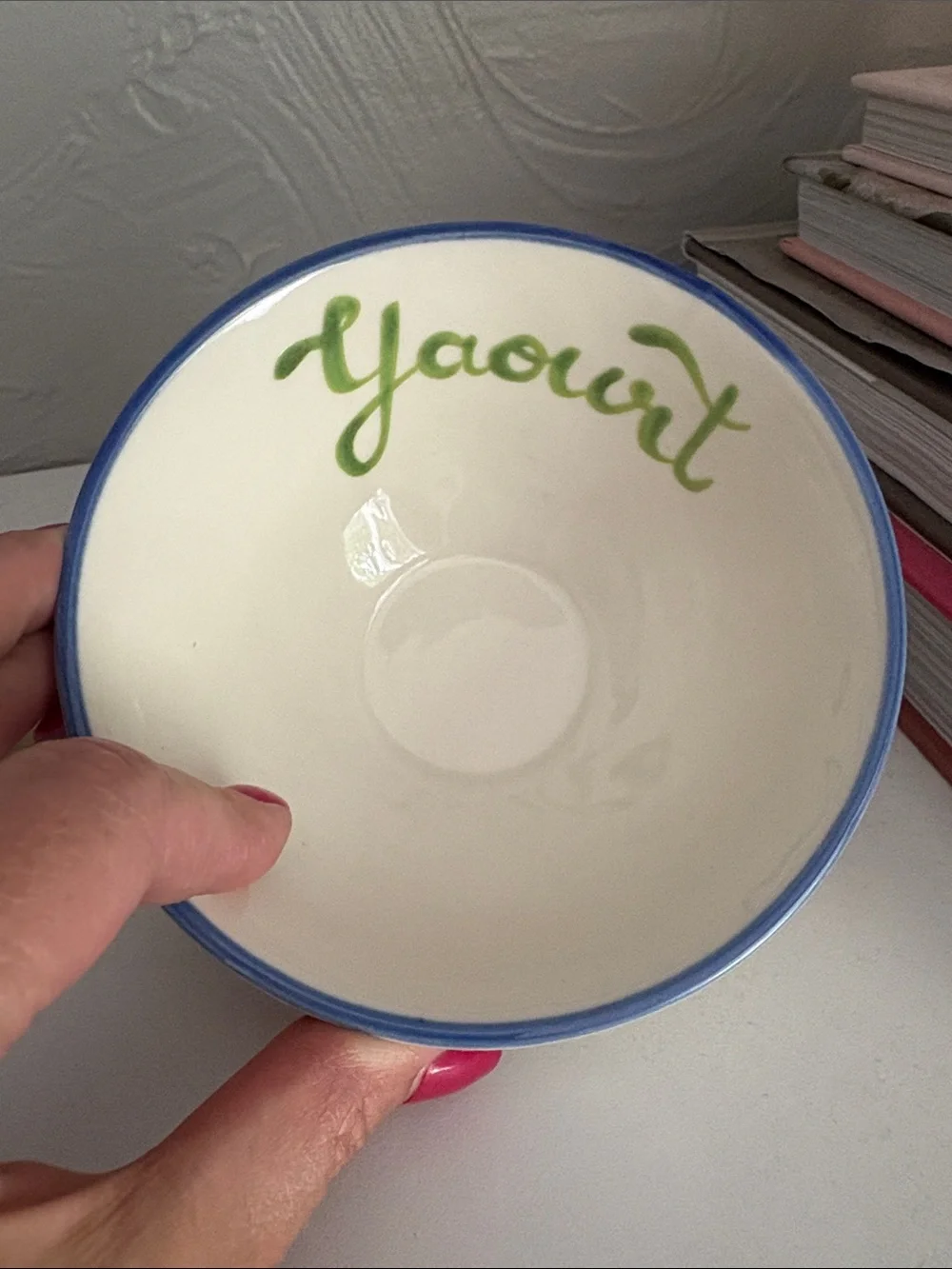 Harlie Brown Studio‎ Belle Journée Stoneware 'Yaourt' Bowl with Blue Rim